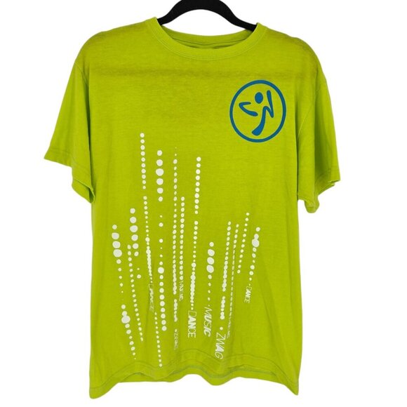 Zumba Tops - Zumba lime green blue graphic short sleeve athletic top shirt dance workout